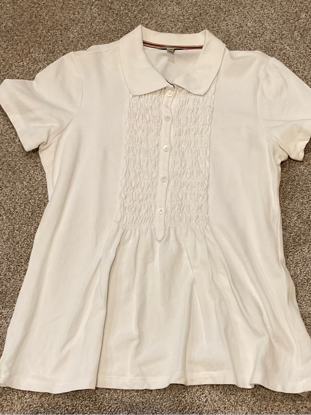 Burberry Women’s White Polo with Smocked Front Panel